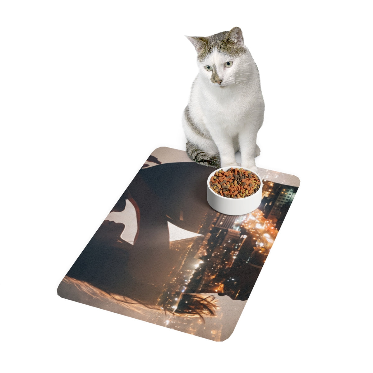 Pet Food Mat (12x18) - City Twilight Glow | Echovira Gallery