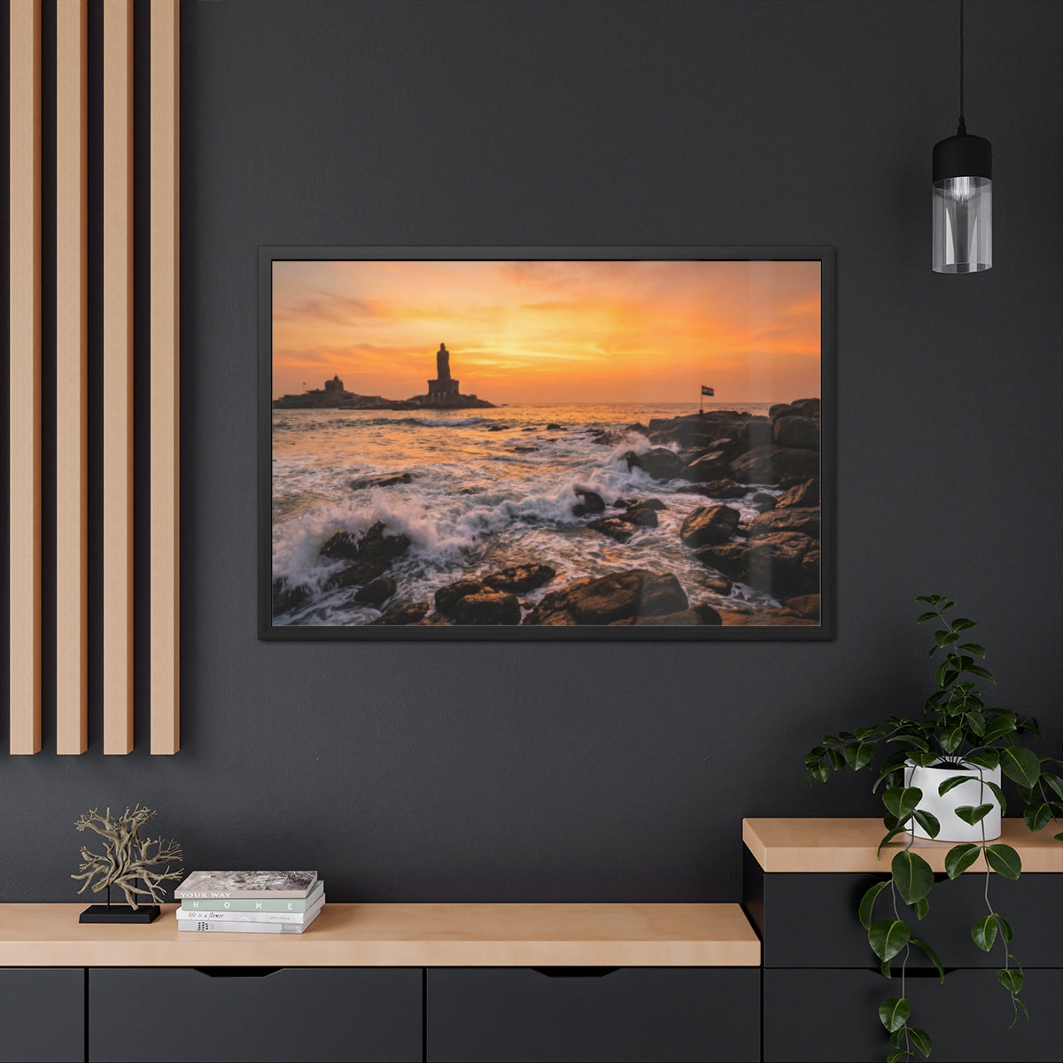 Framed Posters - Coastal Golden Glow — Landscape