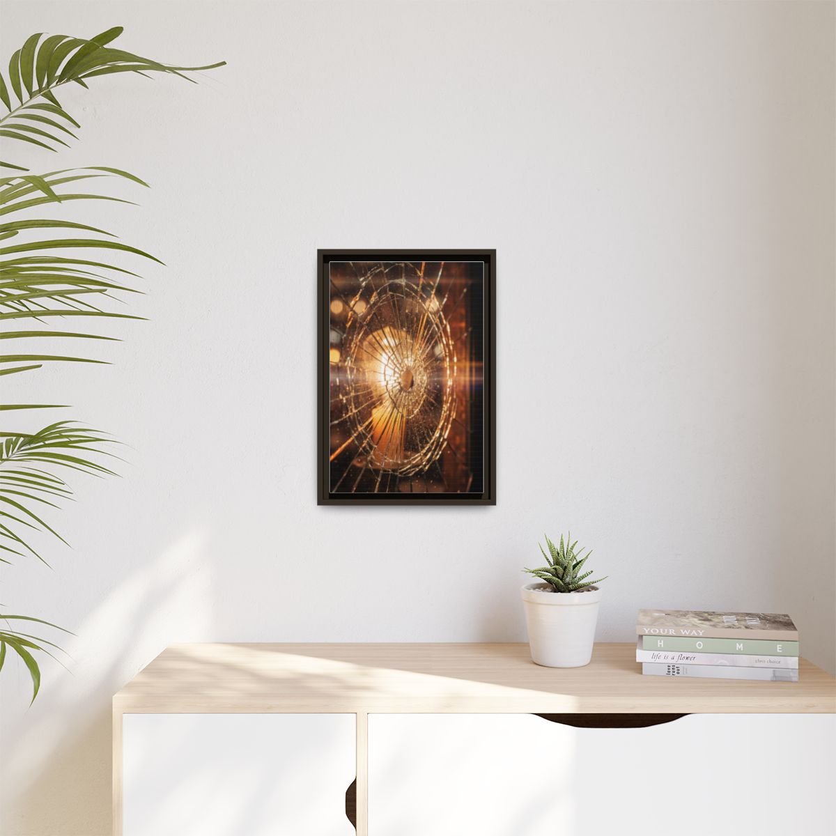 Matte Canvas, Framed - Golden Fractured Art — Espresso /......
