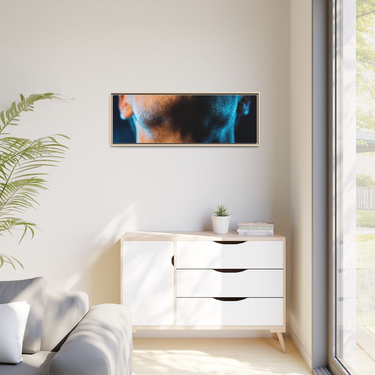 Matte Canvas, Framed - Neon Shadows Cinematic Portrait Art...