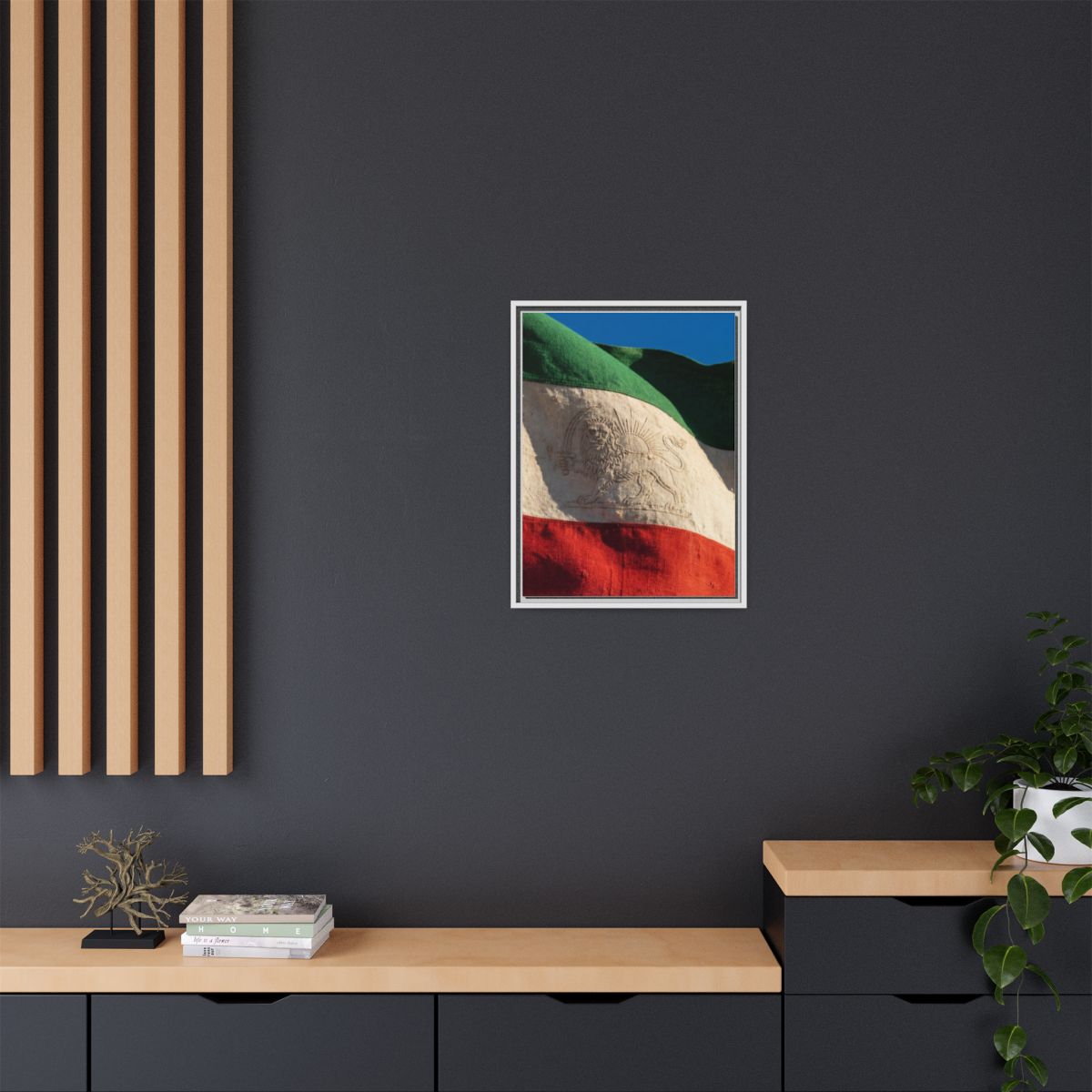 Framed Canvas Art - Distressed Flag — White / 1.25"