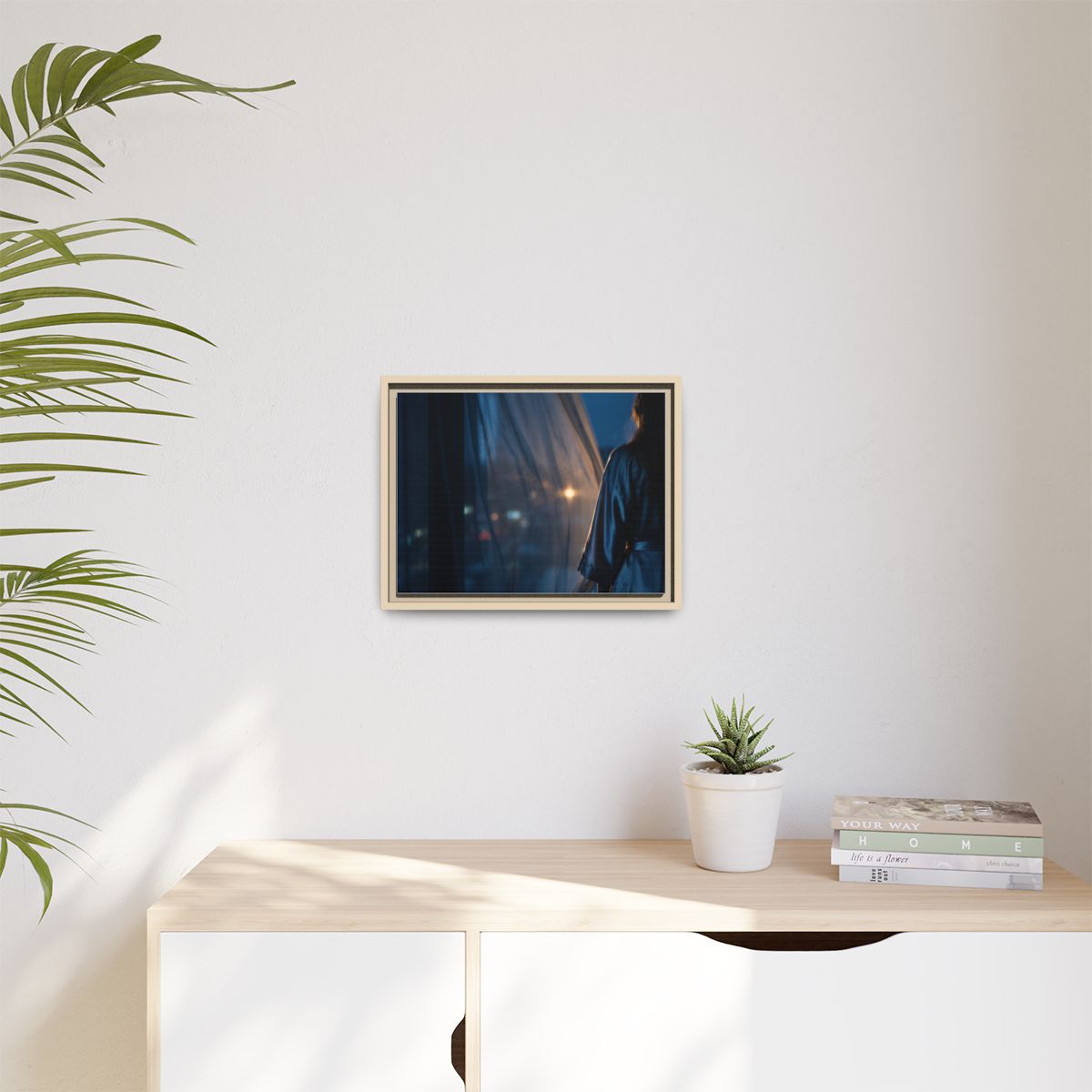Matte Canvas, Framed - Nocturnal Solitude Silhouette —... |...