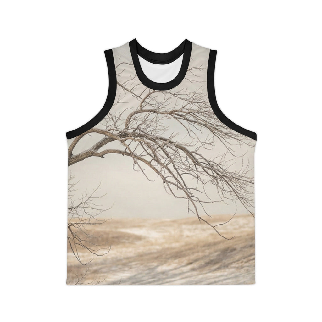 Unisex Basketball Jersey - Winter Branch Solitude Landscape...
