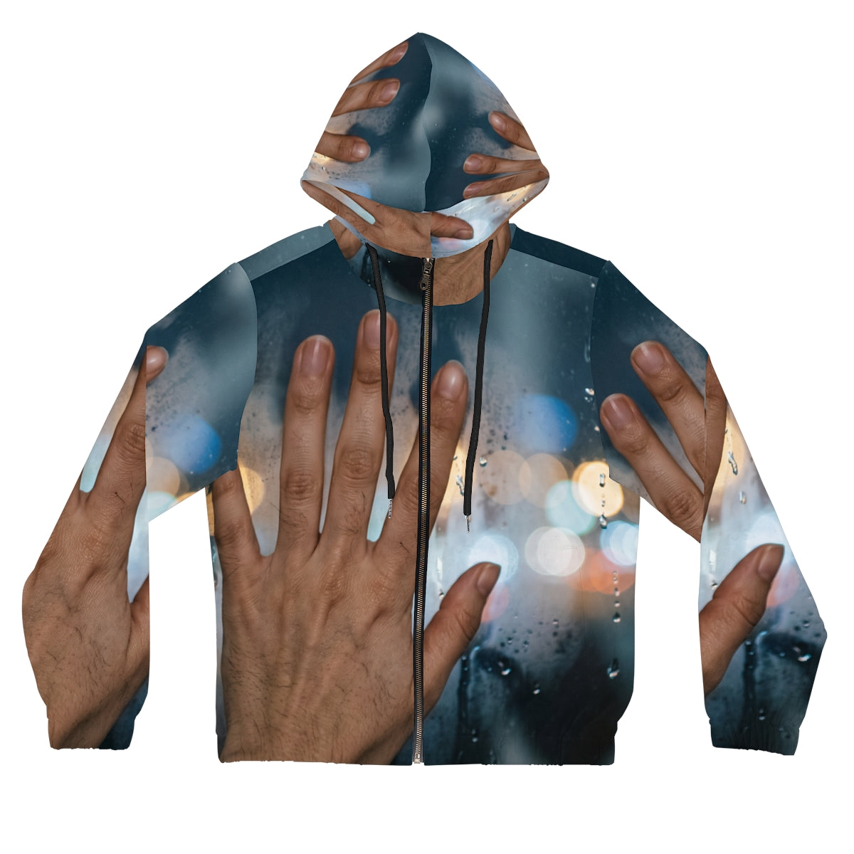 Women's Full-Zip Hoodie Rainy City Window