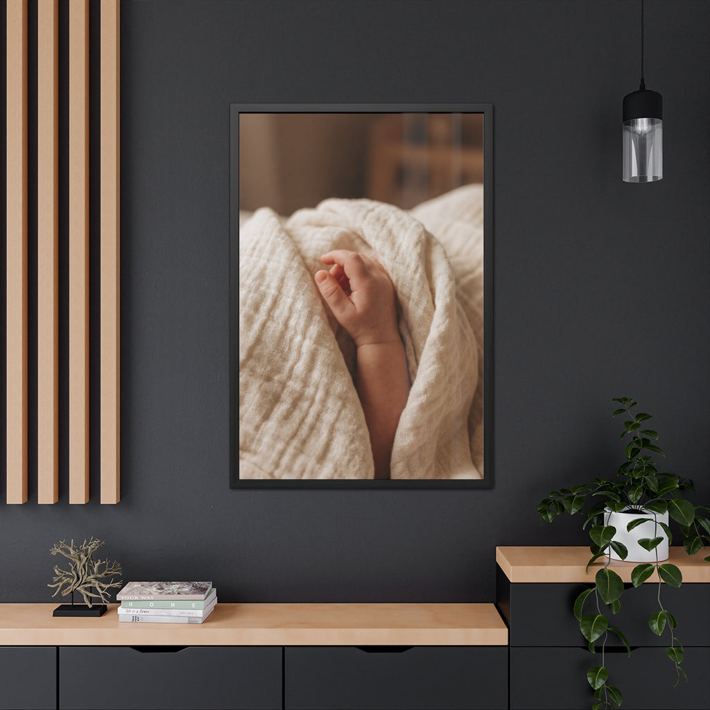 Framed Poster - Tender Newborn Hand (8×12, 9×11, 11×14... |...