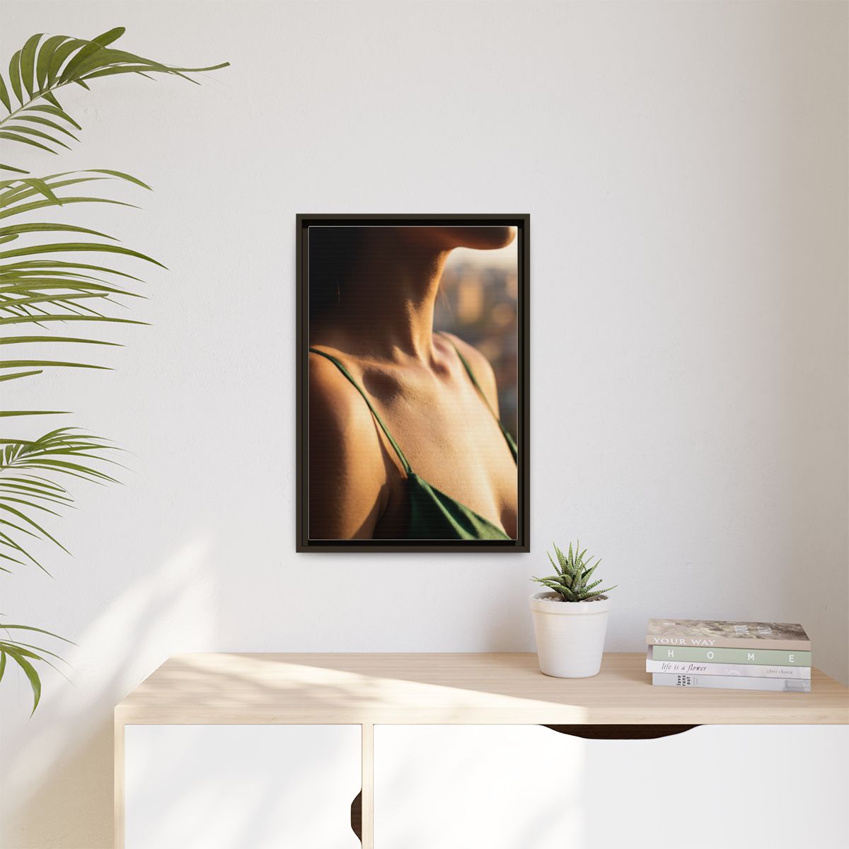 Golden Hour Matte Canvas - Framed Sunset Wall Art — Espresso...