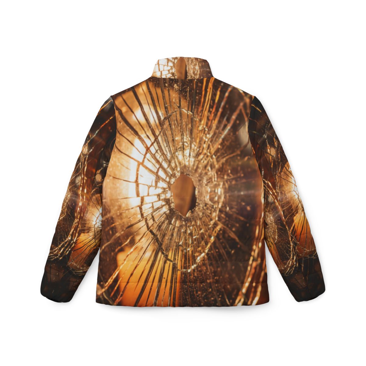 Women's Puffer Jacket - Shattered Light Moody Glass Art |...