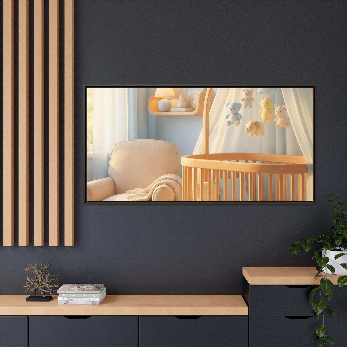 Matte Canvas, Framed - Dreamy Serene Nursery Art — Espresso...