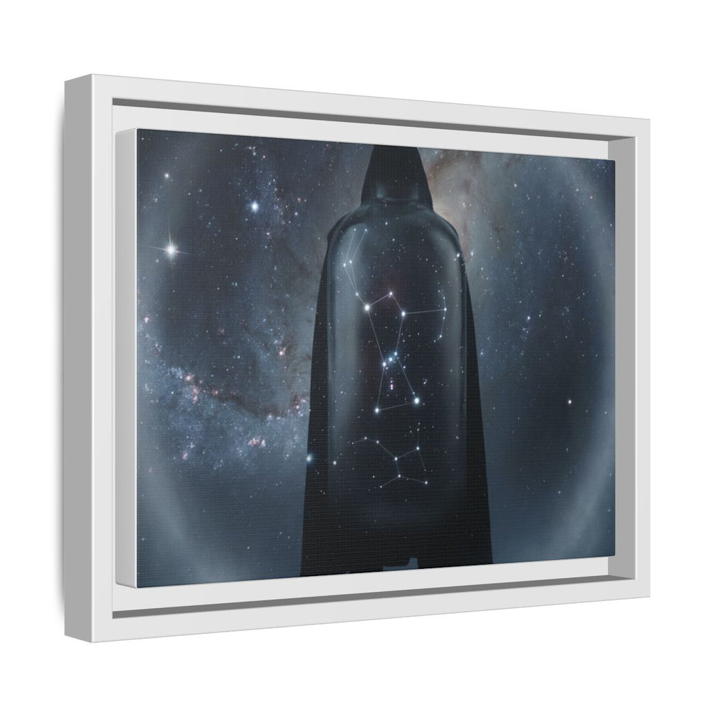 Framed Matte Canvas - Cosmic Sentinel — White / 1.25" (10×8, 12×9, 14×11, 16×12, 20×10, 18×12, 20×16, 24×16, 24×18, 36×12, 24×20, 32×16, 30×20, 30×24, 32×24, 48×16, 36×24, 48×24, 40×30, 60×20, 48×32, 60×30 & 60×40)