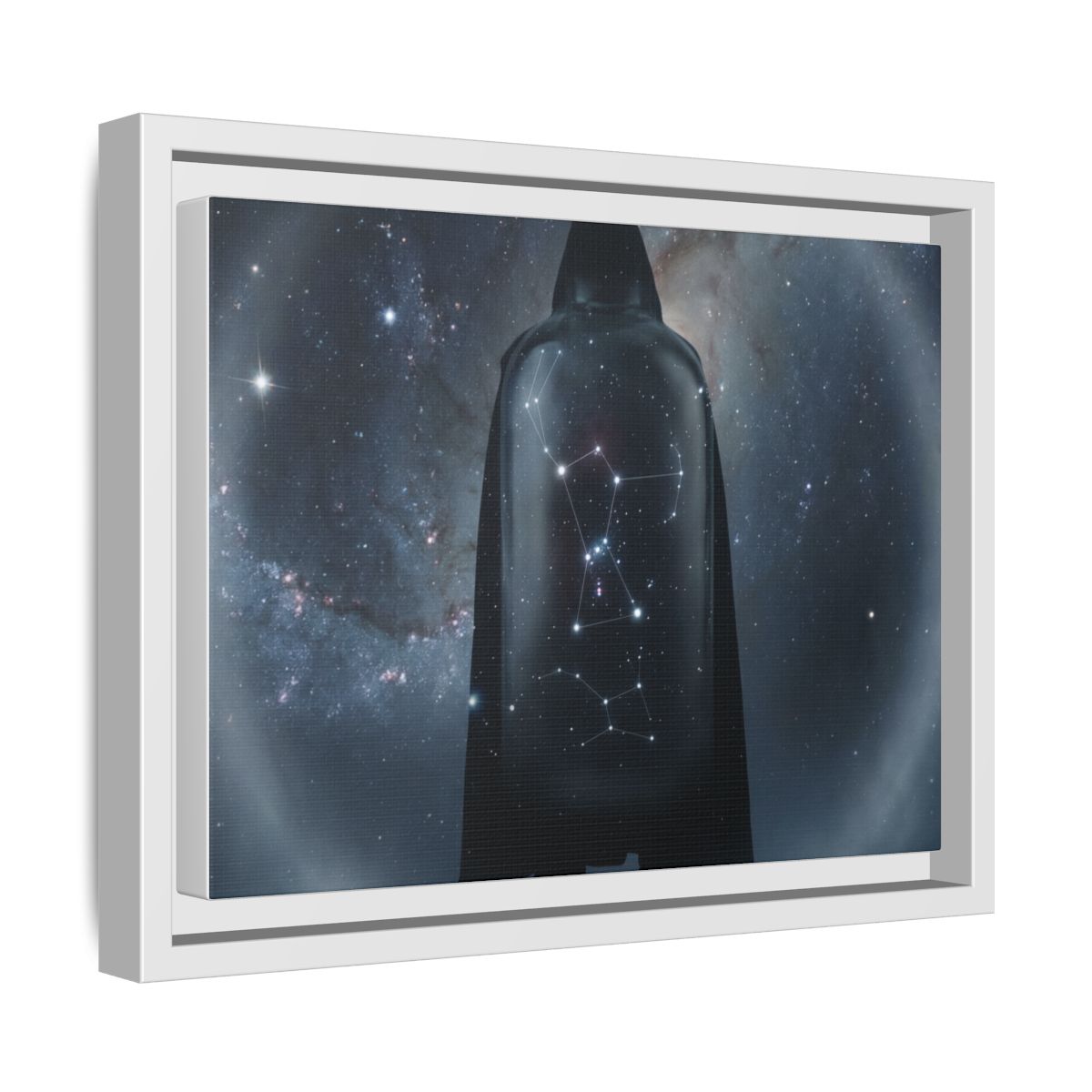 Framed Matte Canvas - Cosmic Sentinel — White / 1.25" (10×8, 12×9, 14×11, 16×12, 20×10, 18×12, 20×16, 24×16, 24×18, 36×12, 24×20, 32×16, 30×20, 30×24, 32×24, 48×16, 36×24, 48×24, 40×30, 60×20, 48×32, 60×30 & 60×40)