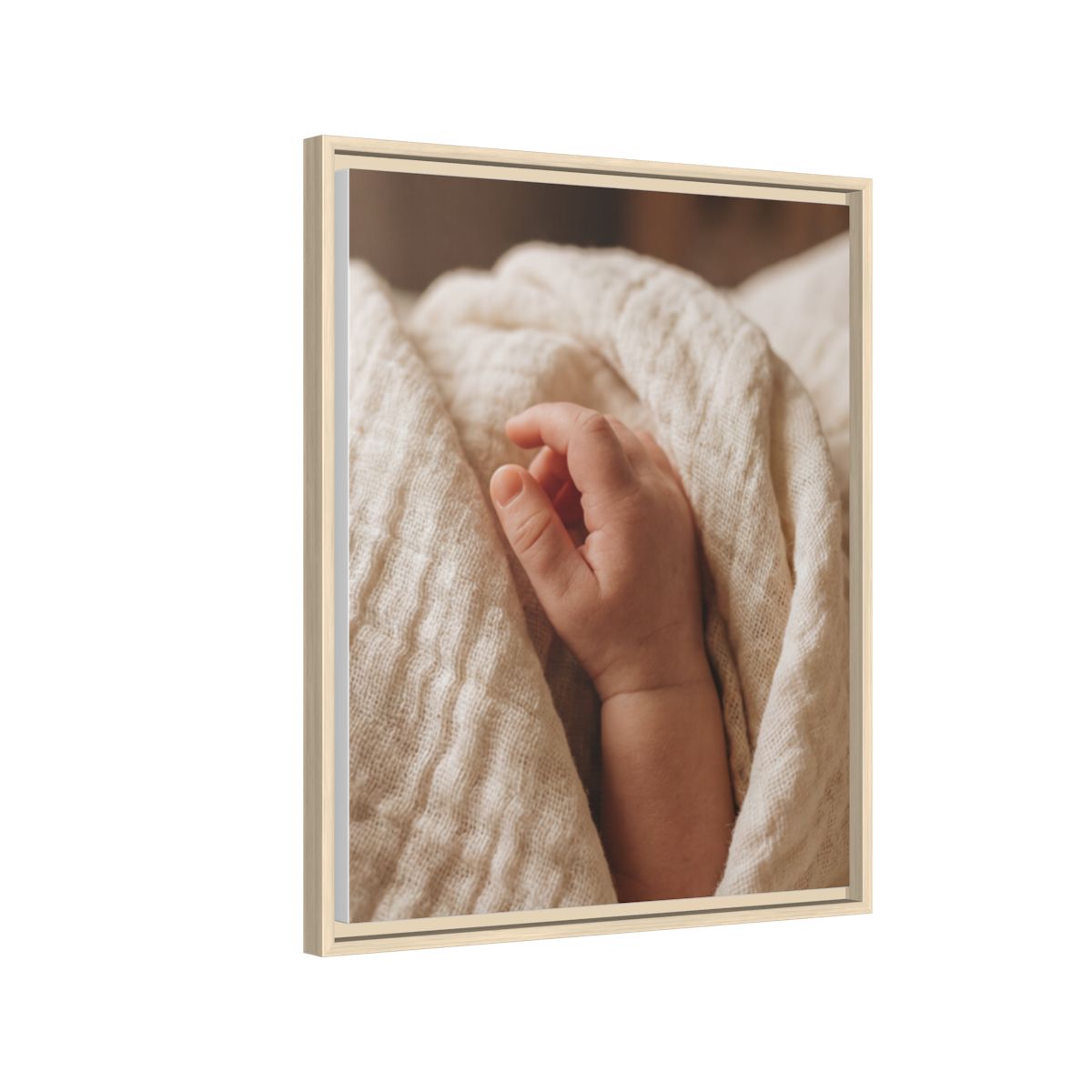 Framed Matte Canvas - Tender Newborn Hand (8×10, 9×12, 11×14, 12×16, 10×20, 12×18, 16×20, 16×24, 12×36, 18×24, 20×24, 16×32, 20×30, 24×30, 16×48, 24×32, 24×36, 24×48, 20×60, 30×40, 32×48, 30×60 & 40×60)
