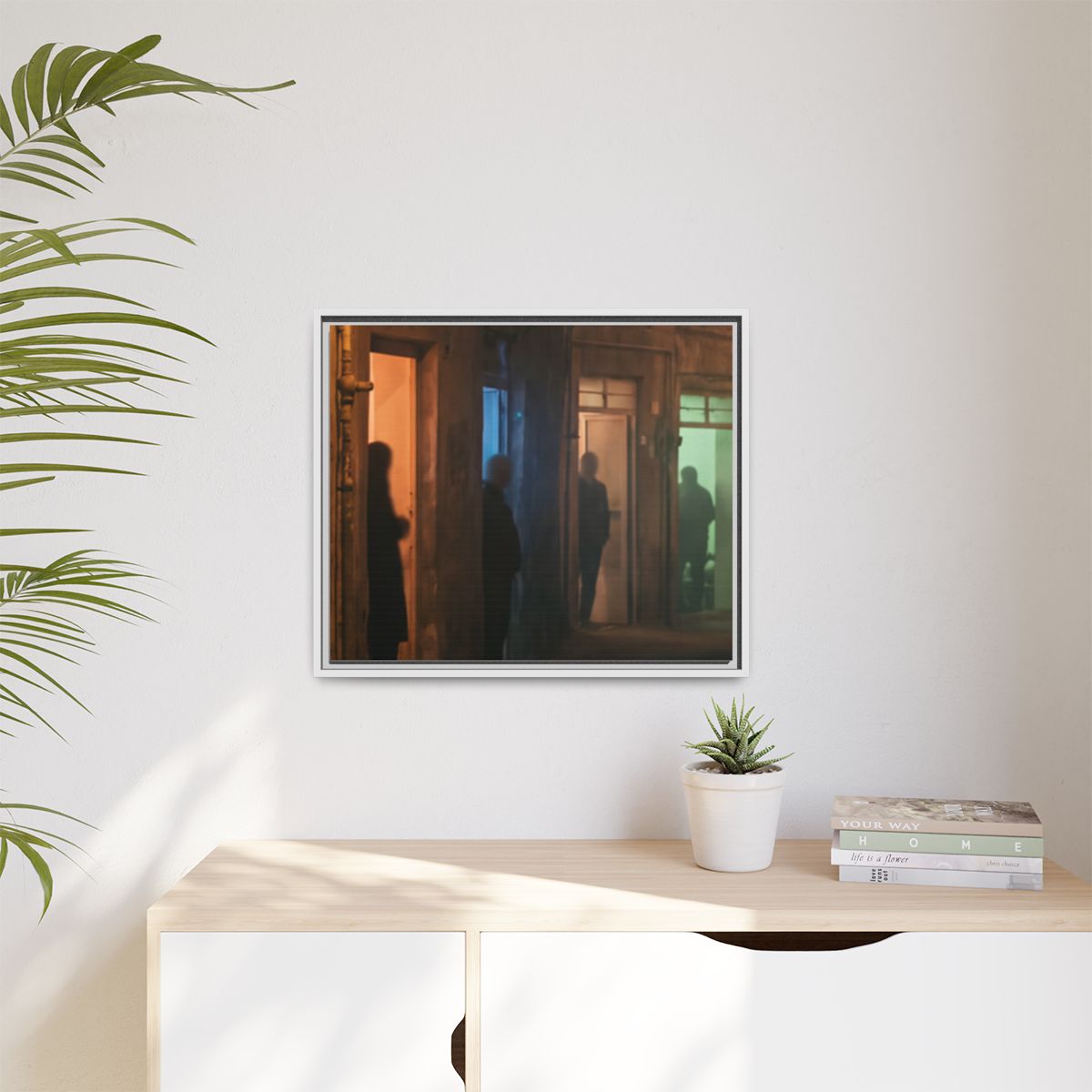 Matte Canvas, Framed - Shadowed Alleyway Mystery Art Print...