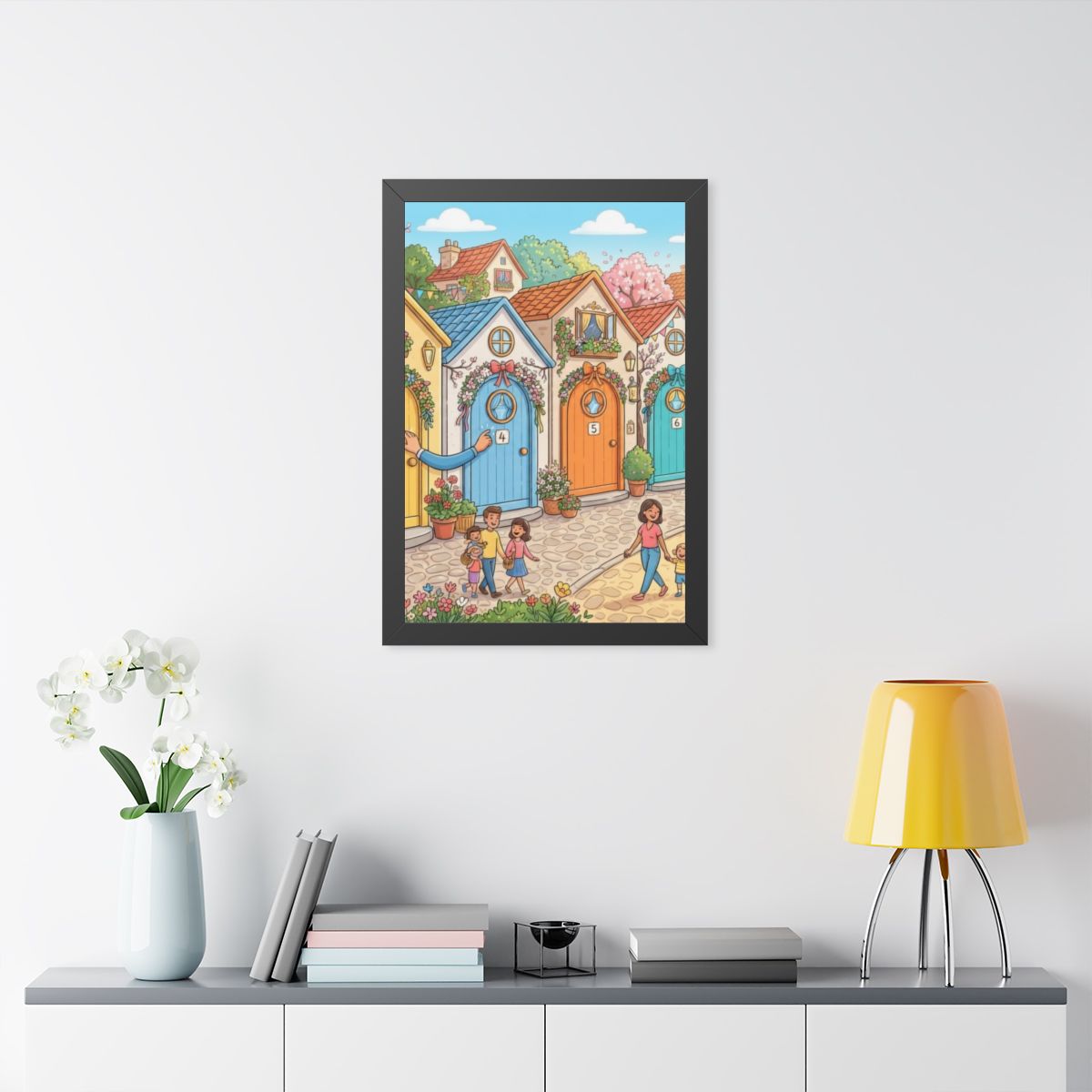 Framed Vertical Poster - Storybook Lane Gateway — Black... |...
