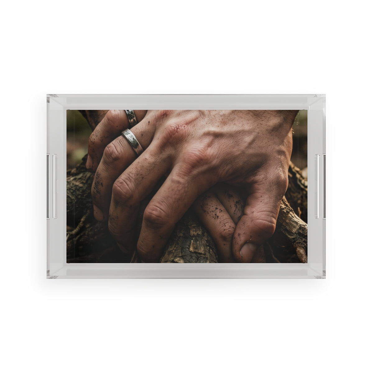Forest Roots Hands Acrylic Serving Tray