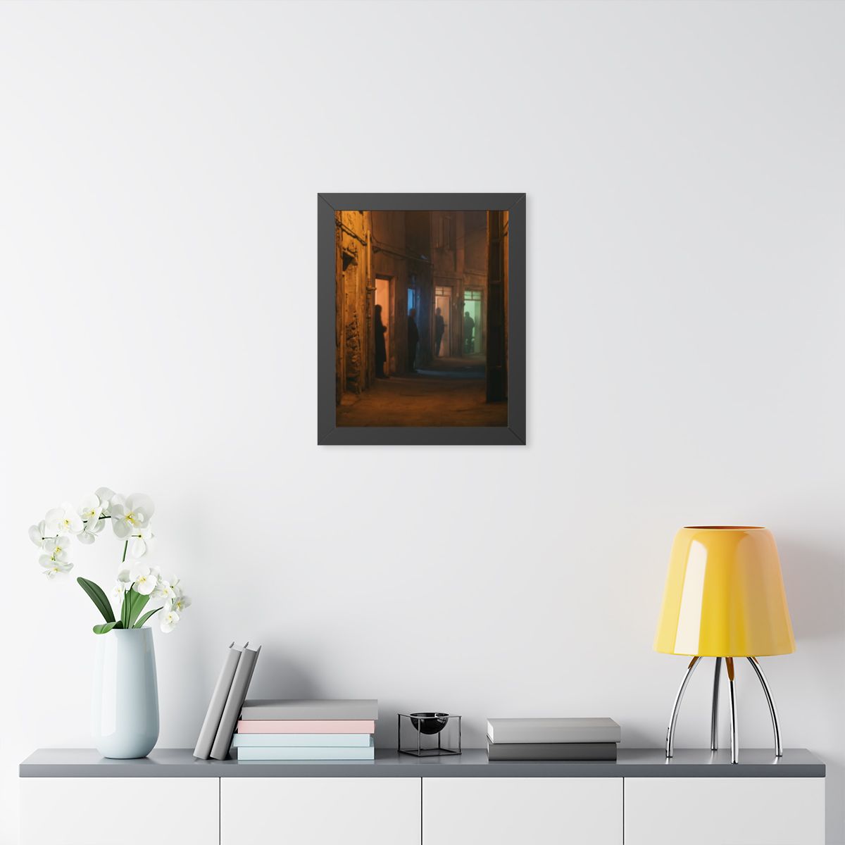 Framed Vertical Poster - Shadowed Alleyway Mystery Art Print...
