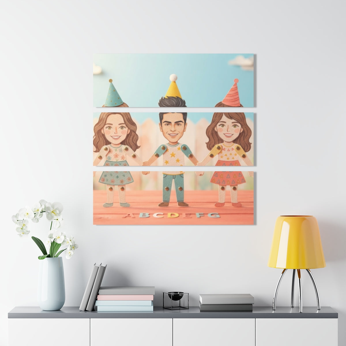 Acrylic Prints Triptych - Paper Puppets — Landscape |...