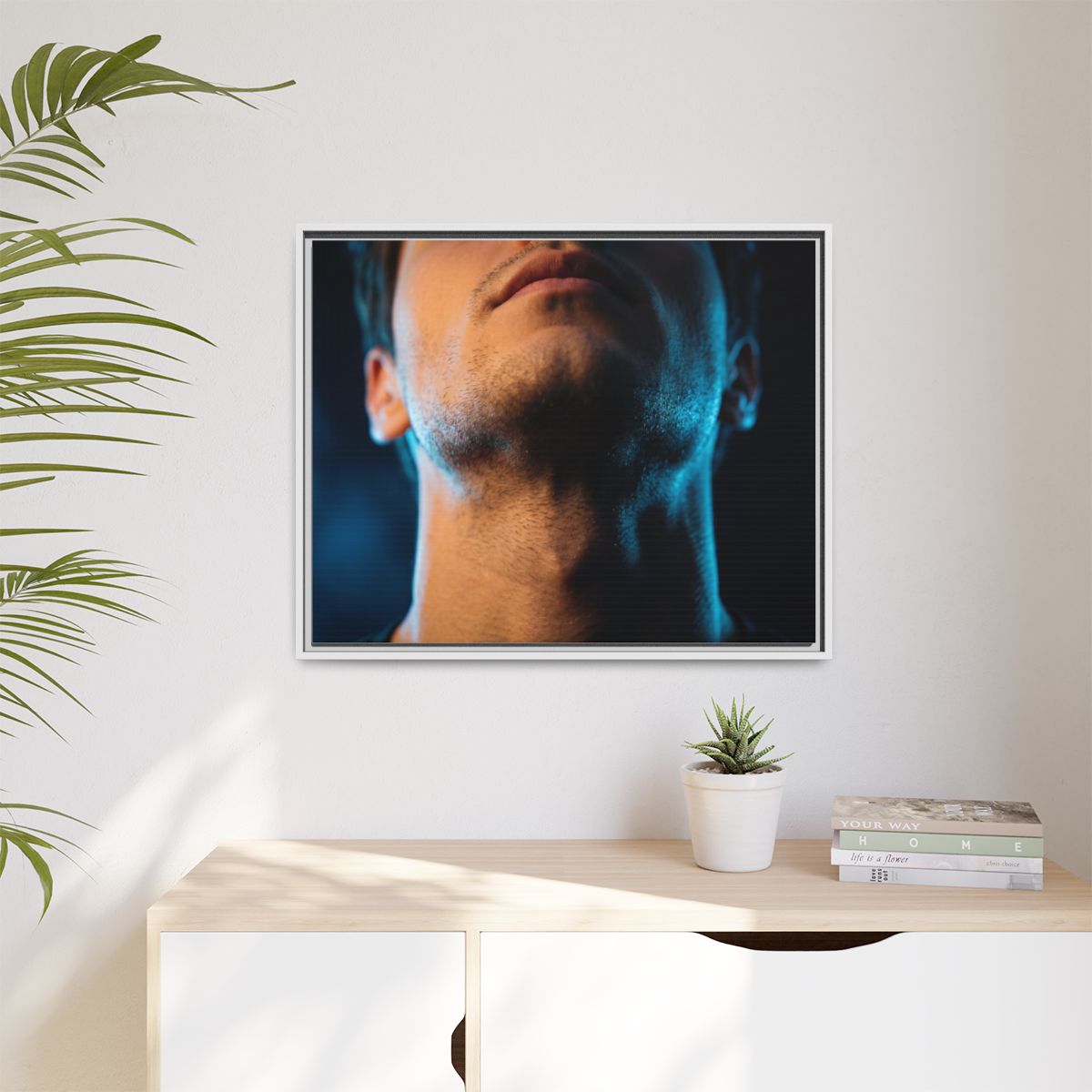 Matte Canvas, Framed - Neon Shadows Cinematic Portrait Art...