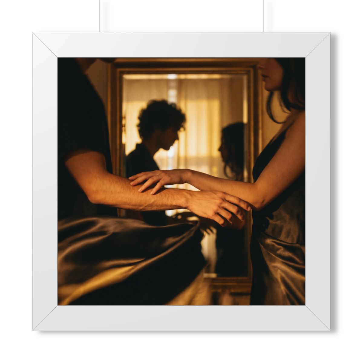 Framed Vertical Poster - Shadowed Silhouettes Romantic Art...