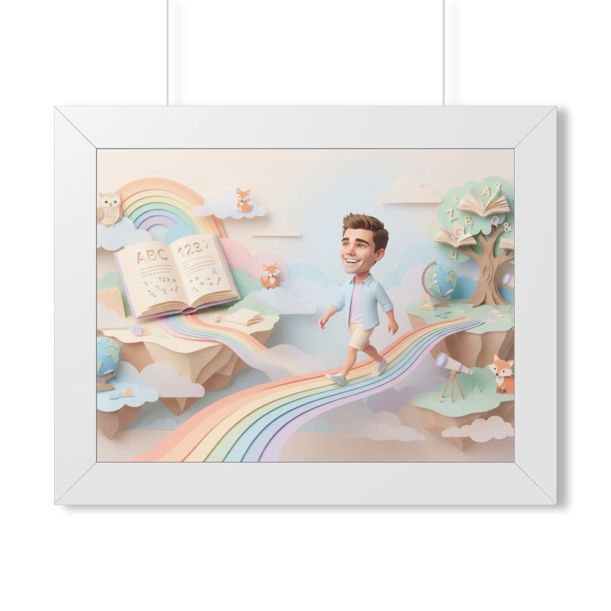 Framed Horizontal Poster - Rainbow Odyssey — White (14×11......