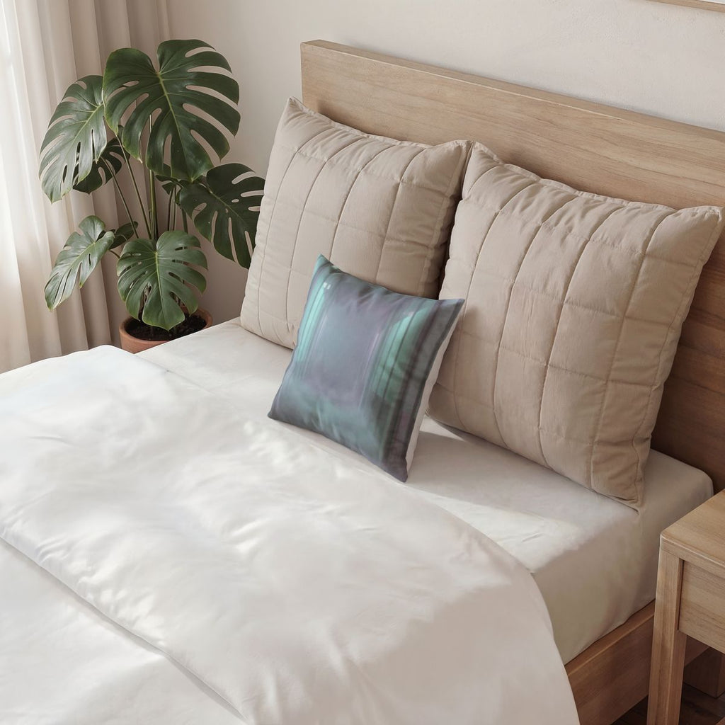 Poly Velvet Pillow - Liminal Corridor Fog Art Print |...