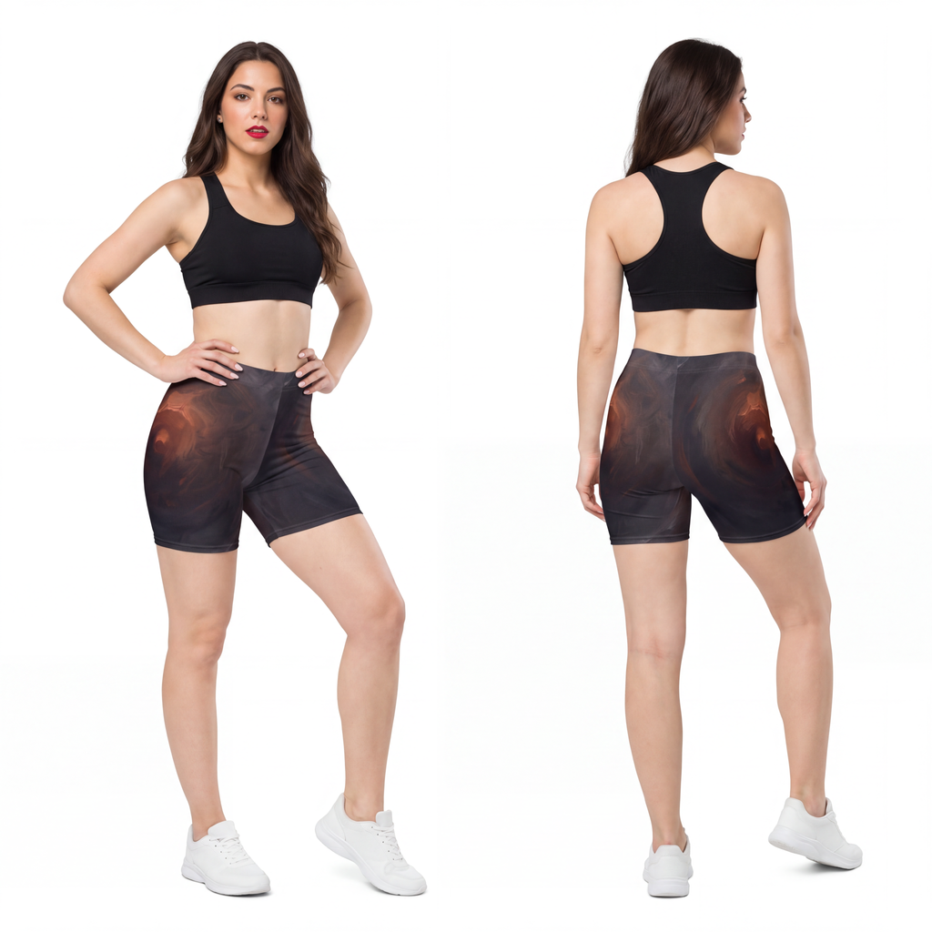 Women's Biker Shorts - Abyssal Ember | Echovira Gallery
