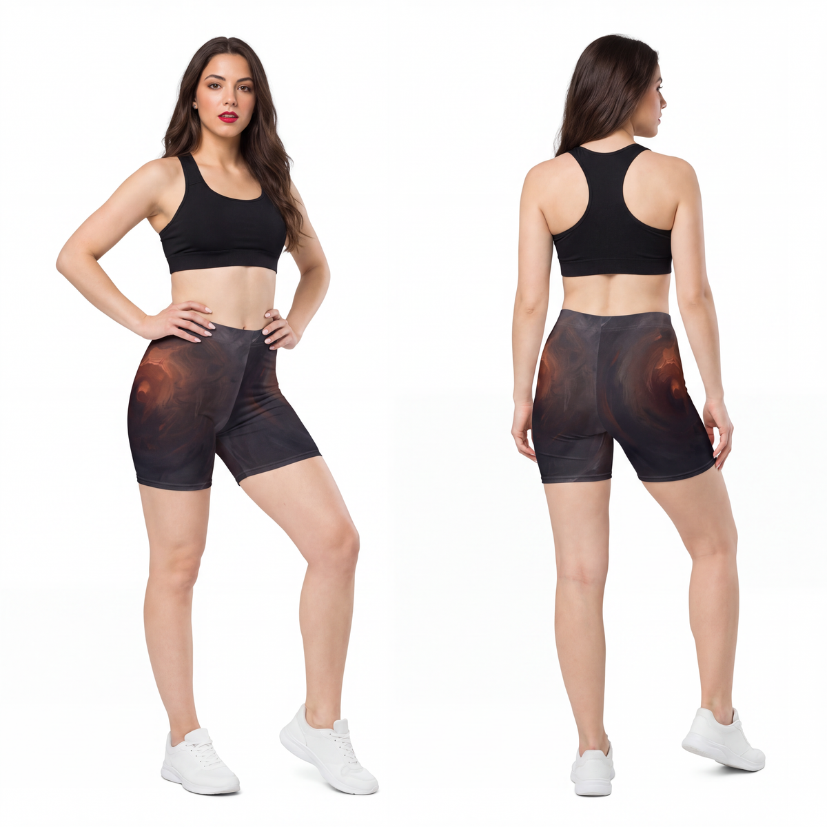 Women's Biker Shorts - Abyssal Ember | Echovira Gallery