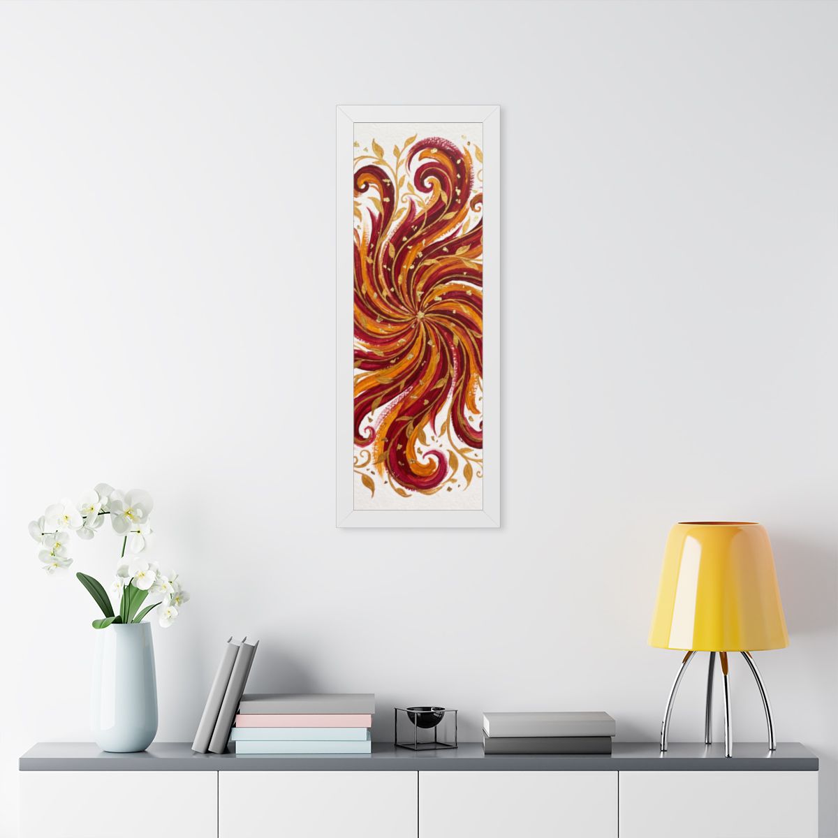 Framed Vertical Poster - Gilded Solstice Art — White (11×14...