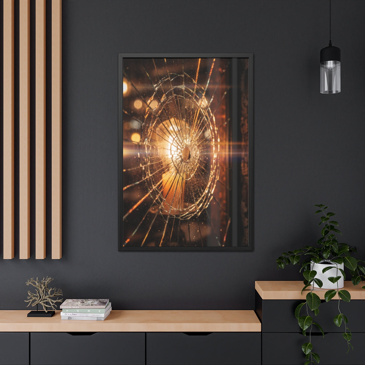 Framed Poster - Moody Fractured Glass — Portrait