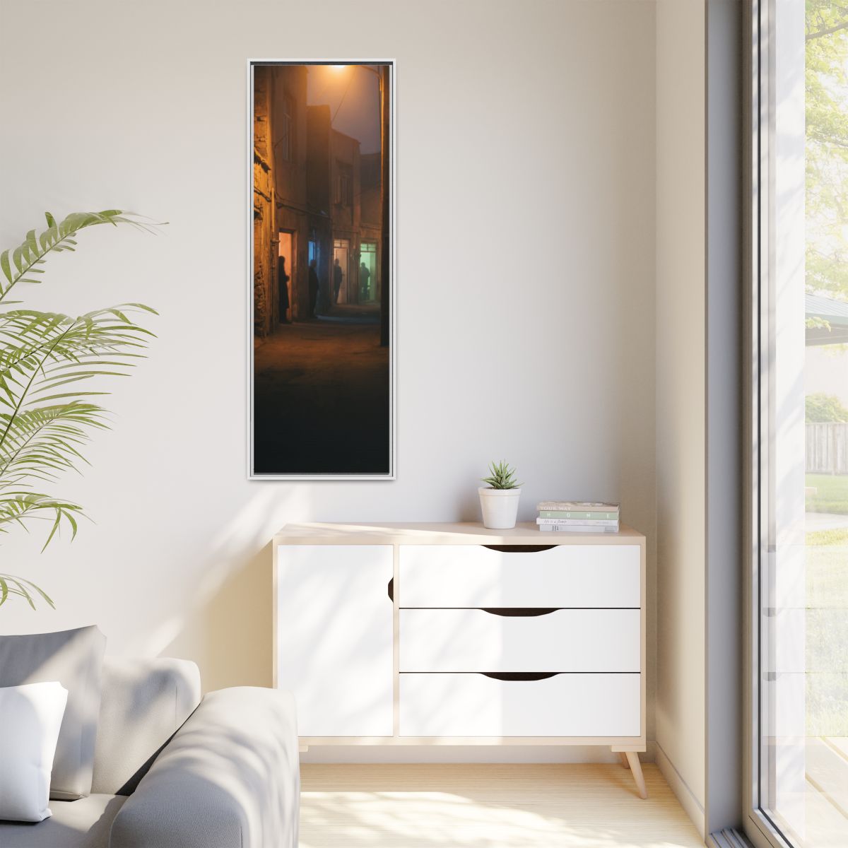 Matte Canvas, Framed - Shadowed Alleyway Mystery Art Print...