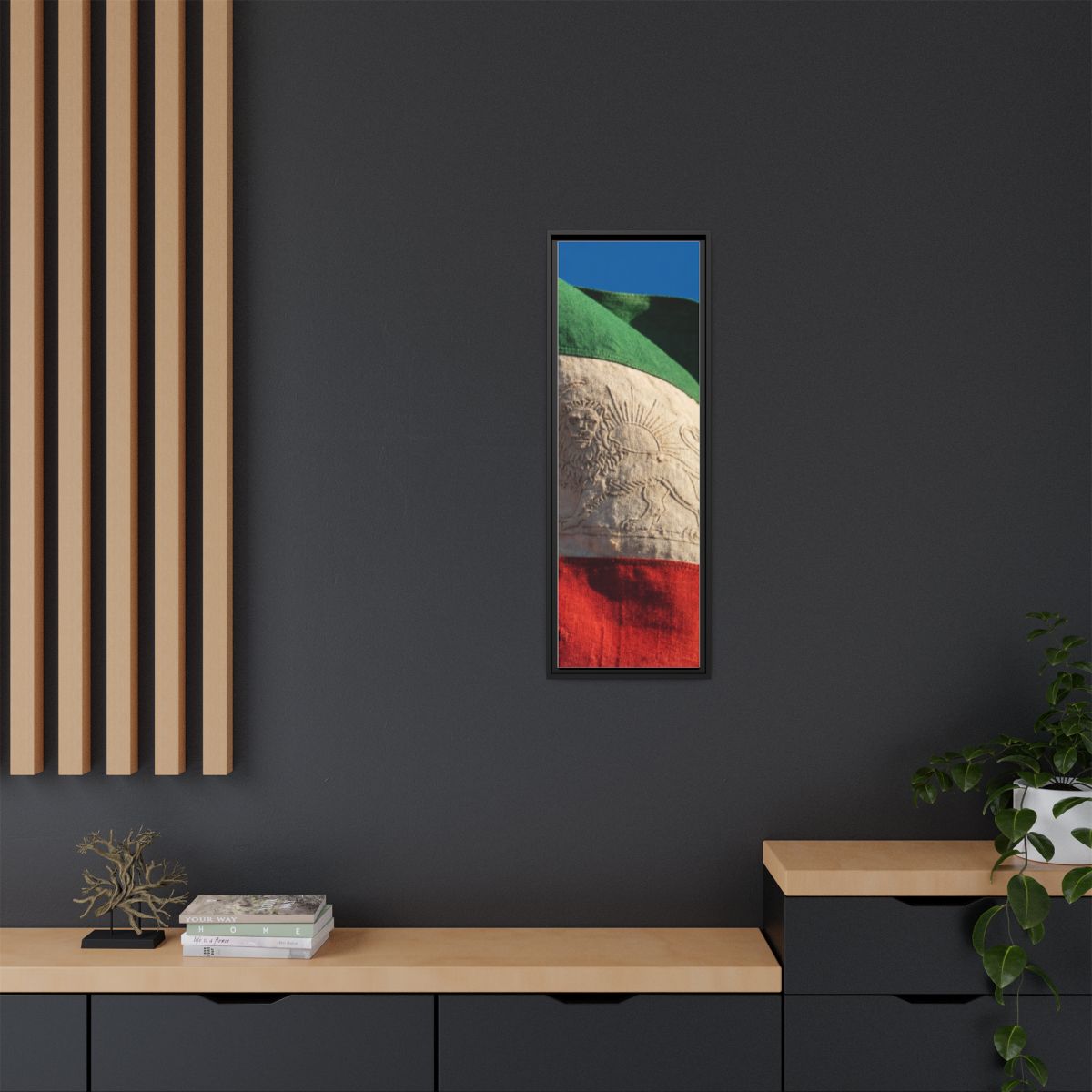Framed Canvas Art - Distressed Flag — Black / 1.25"