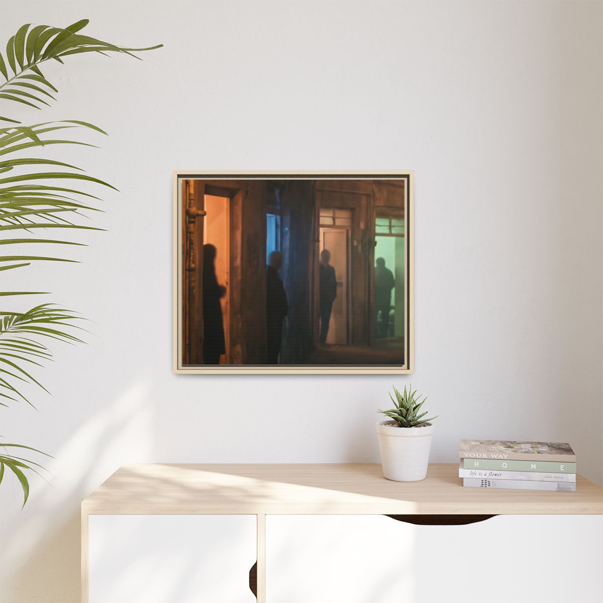 Matte Canvas, Framed - Shadowed Alleyway Mystery Art Print...