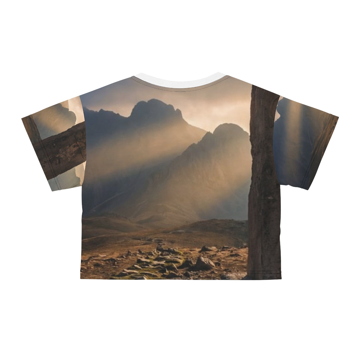 Crop Tee - Mystic Monolith Ancient Persian Mountain Art |...