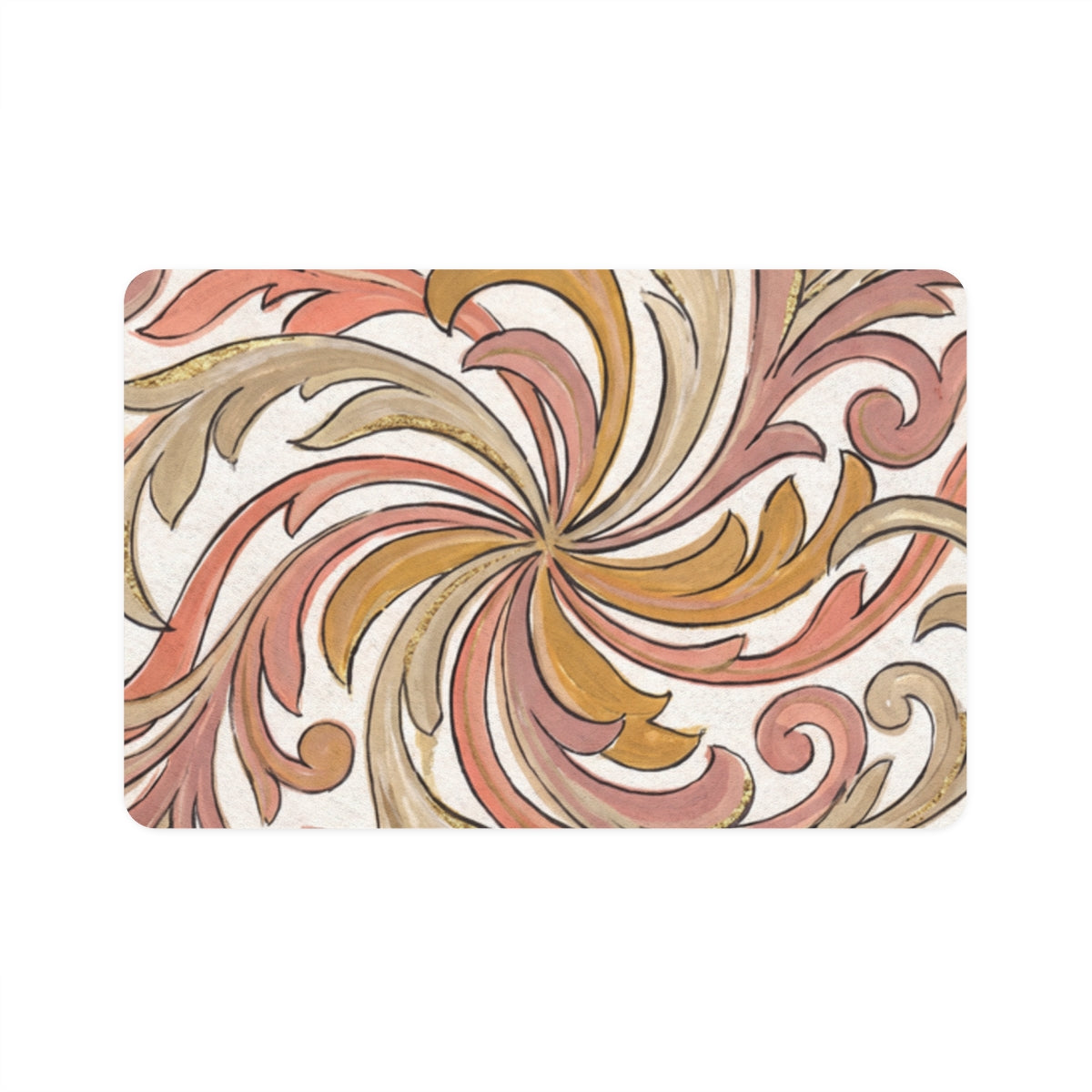 Pet Food Mat - Baroque Gilded Swirls (12x18) | Echovira...