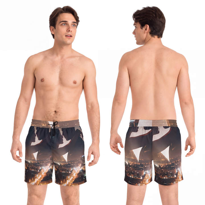 Men's Mid-Length Swim Shorts - Metropolitan Nights