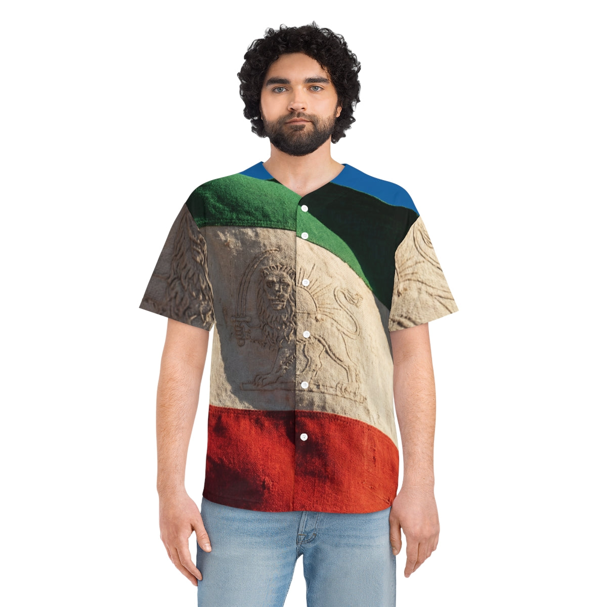 Men's Baseball Jersey - Vintage Persian Lion and Sun Flag......