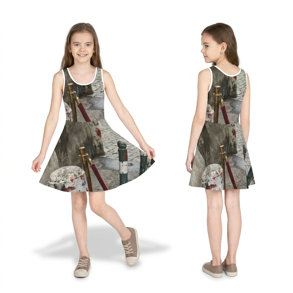 Girls' Sleeveless Sundress with Urban Pathway Art