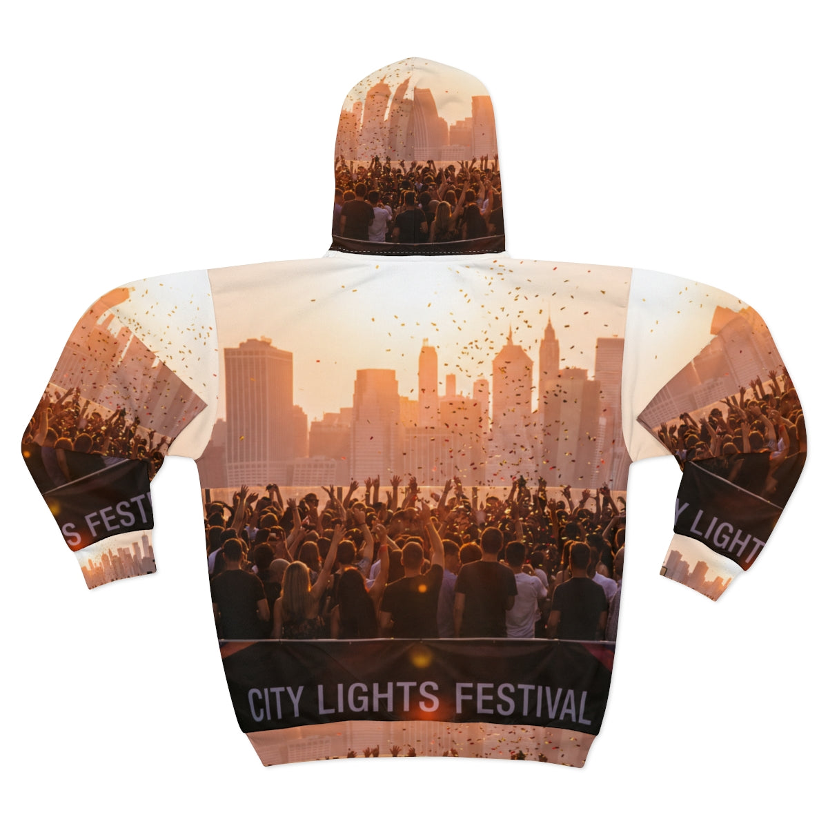 Unisex Zip Hoodie - City Lights Festival | Echovira Gallery