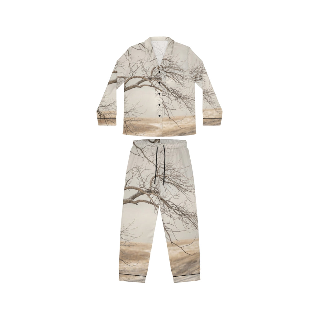 Women's Satin Pajamas - Winter Branch Solitude Landscape |...