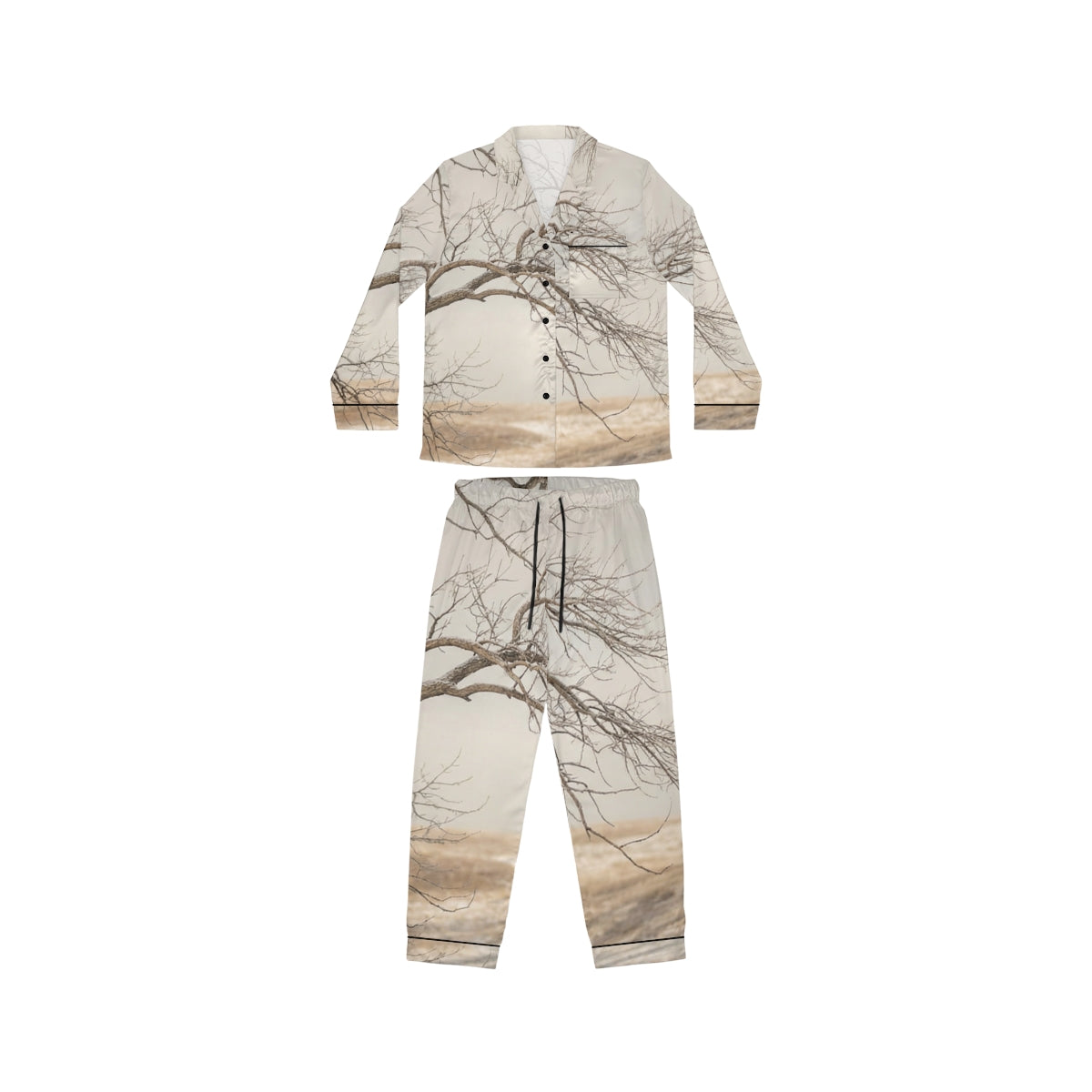 Women's Satin Pajamas - Winter Branch Solitude Landscape |...