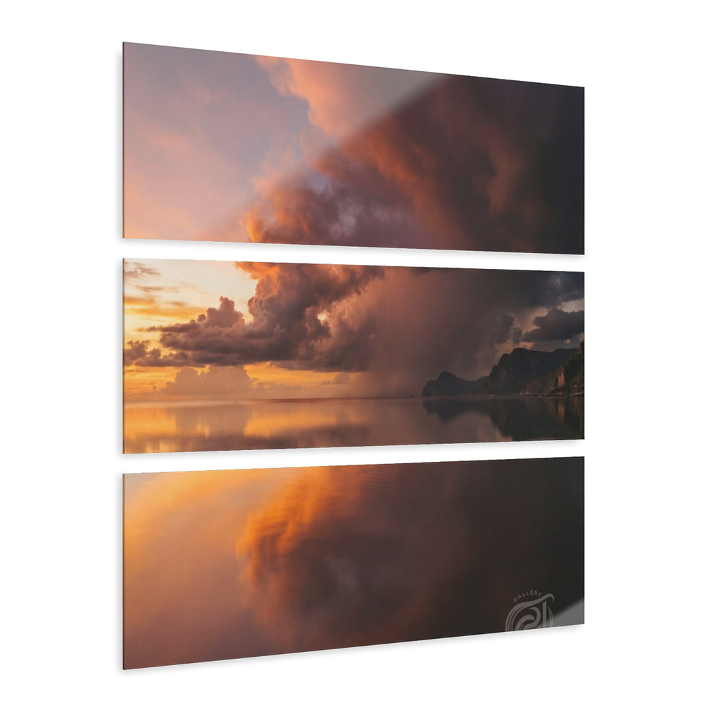 Acrylic Prints Triptych - Sunset Reflection — Landscape |...