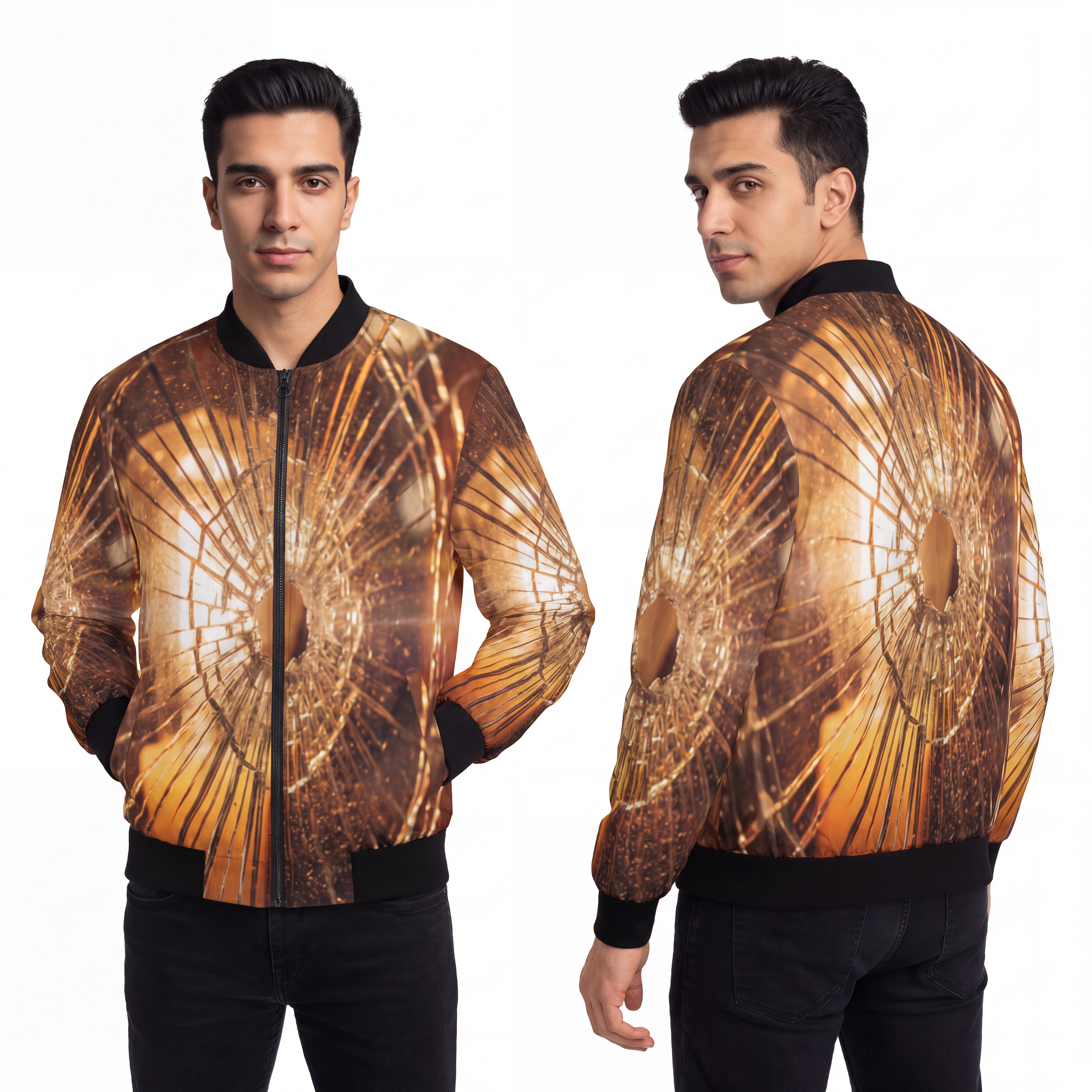 Men's Bomber Jacket - Fractured Luminescence Cinematic Art |...