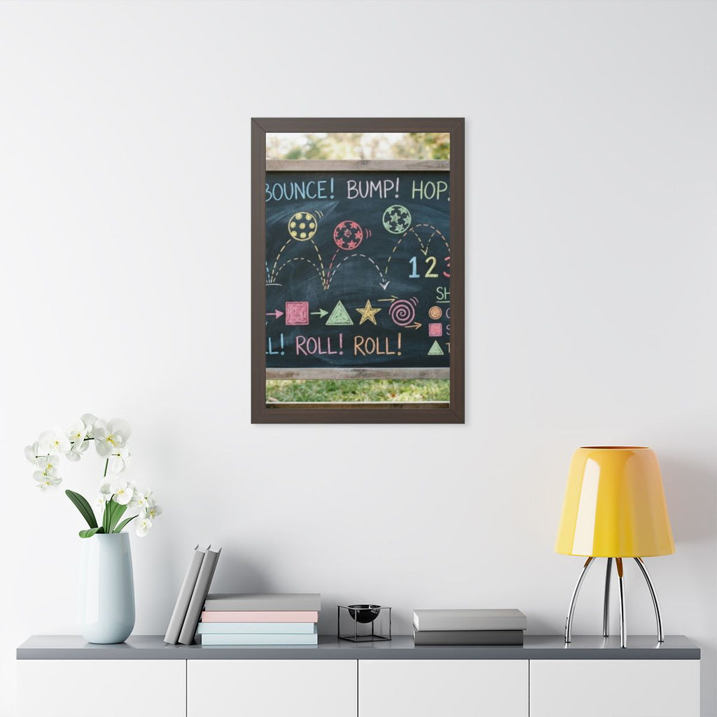 Framed Vertical Poster - Chalkboard Playground — Walnut... |...