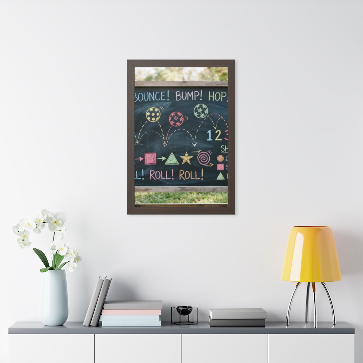 Framed Vertical Poster - Chalkboard Playground — Walnut... |...