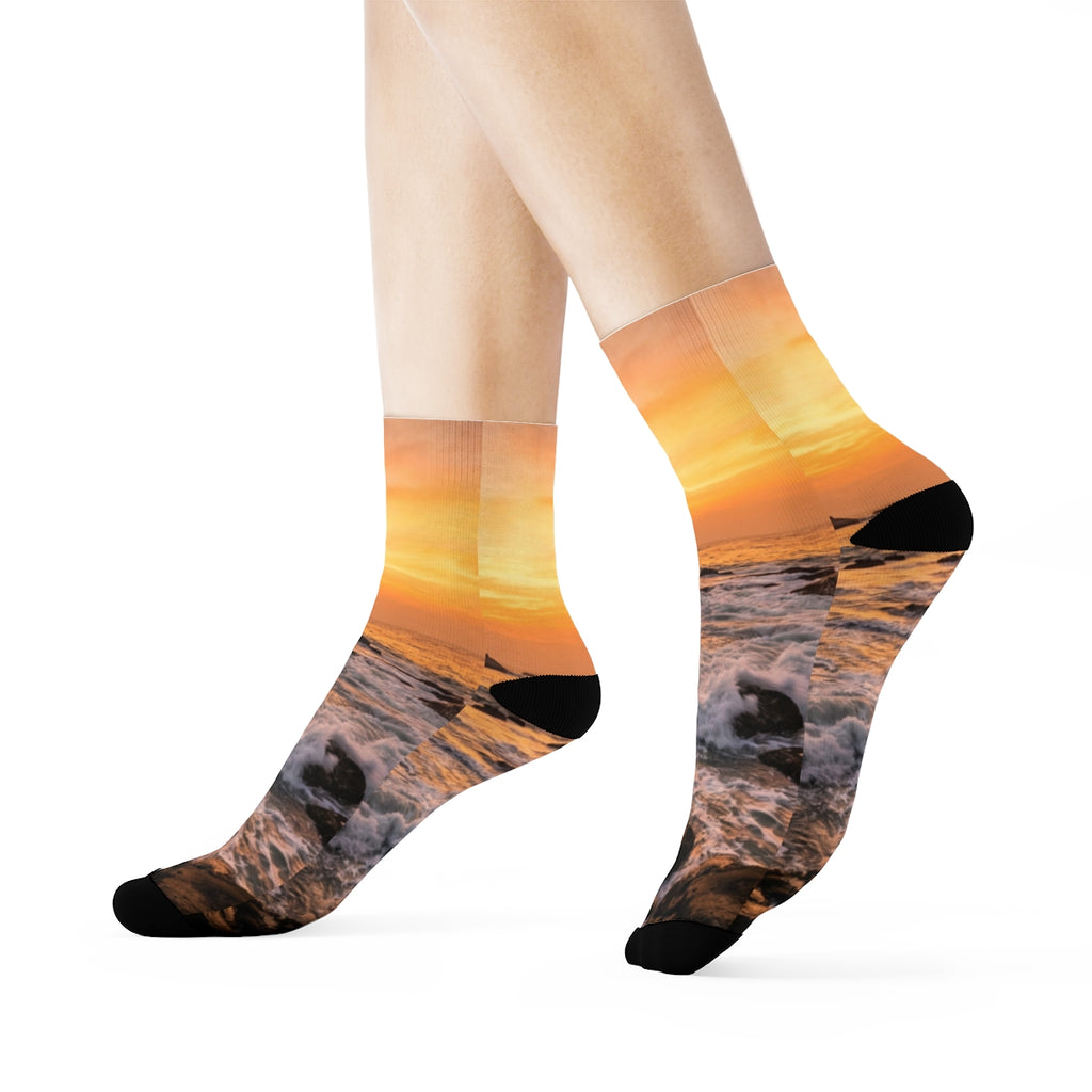 Crew Socks - Sunrise Wave Design