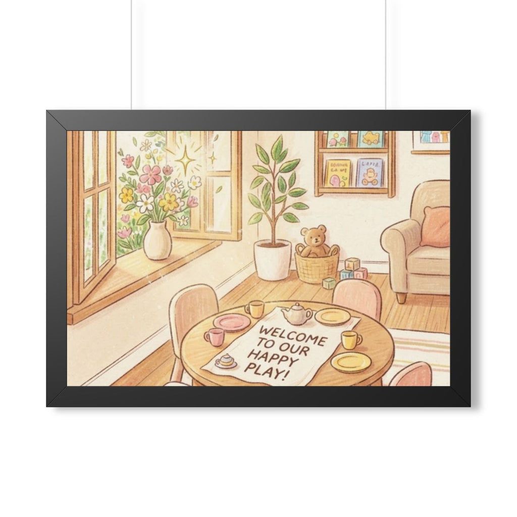 Framed Horizontal Poster - Sunlit Tea Party — Black (14×11...