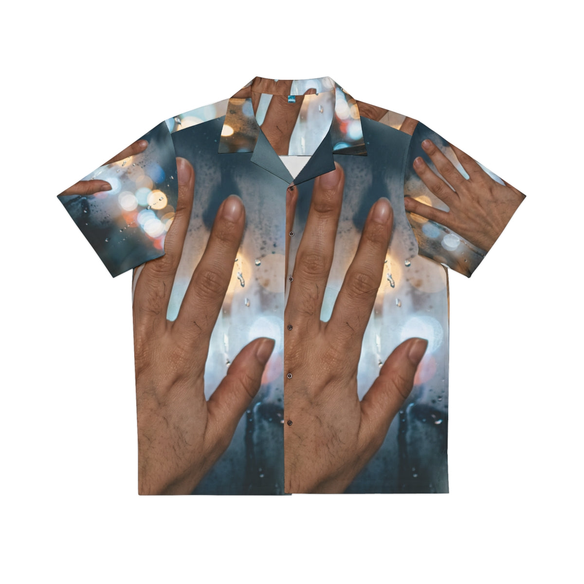 Men's Hawaiian Shirt Rainy City Window Art