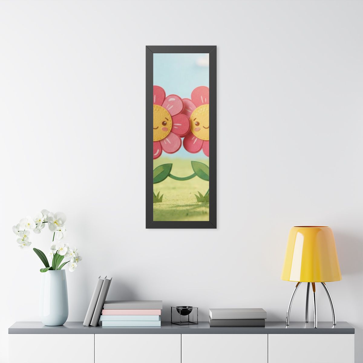 Framed Vertical Poster - Blooming Friends Papercraft Floral...