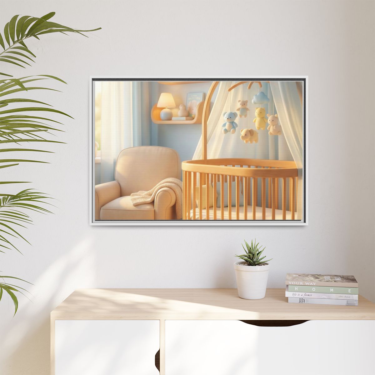 Matte Canvas, Framed - Dreamy Serene Nursery Art — White /...