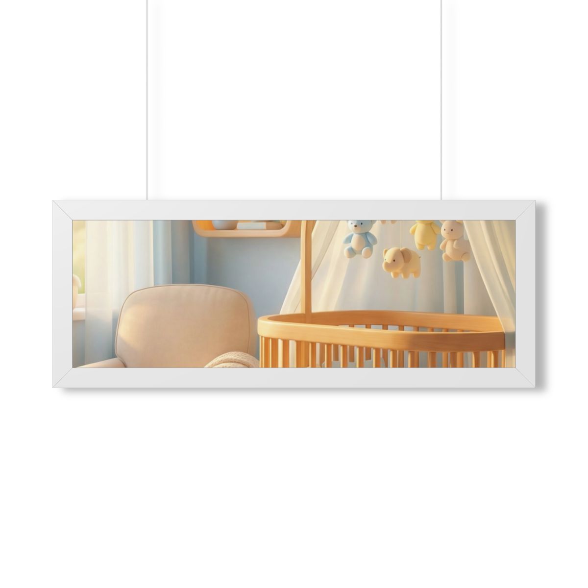 Framed Horizontal Poster - Dreamy Serene Nursery Art — White...