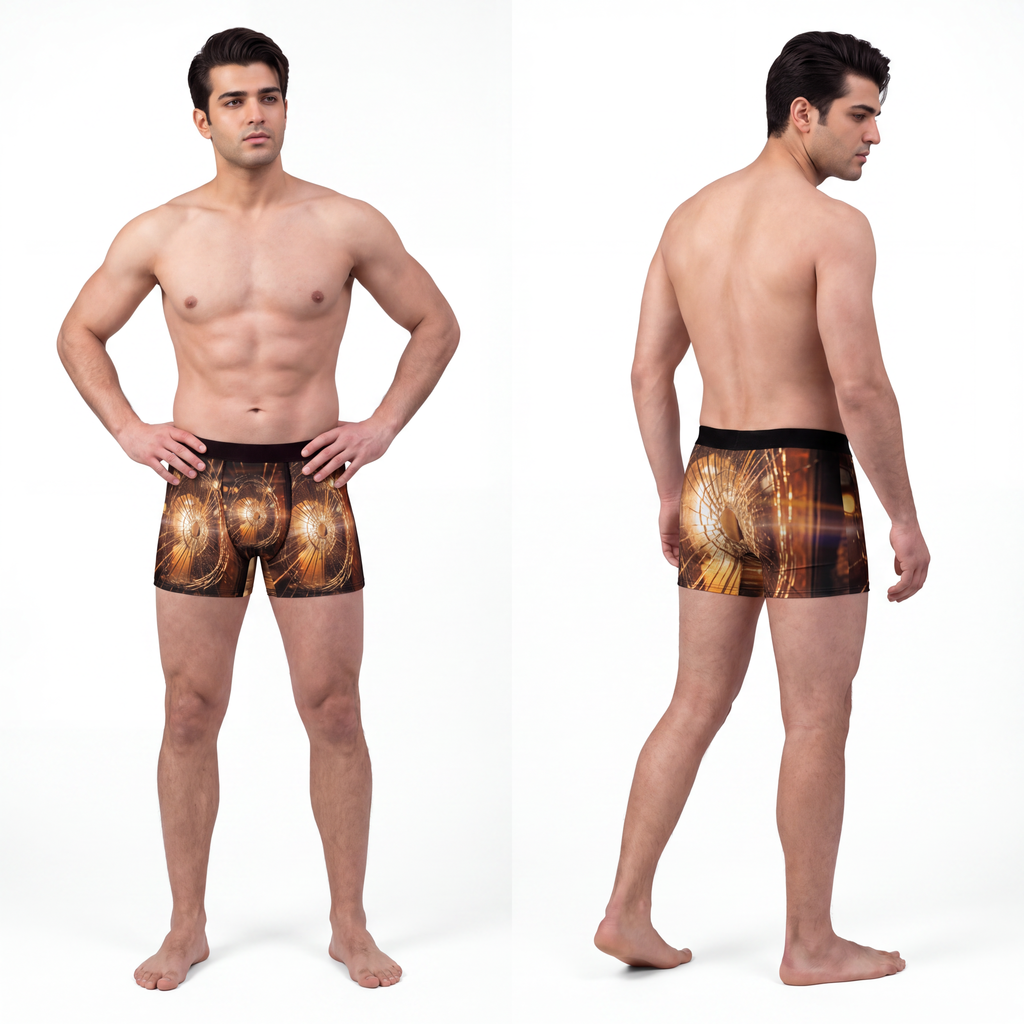 Men's Boxer Briefs - Shattered Amber Glow Aesthetic Art |...